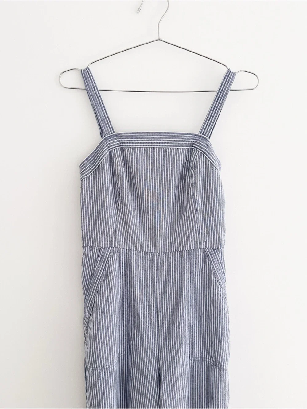 Old Navy Striped Linen Blend Smocked Jumpsuit | Wide Leg | Coastal Boho | S Tall